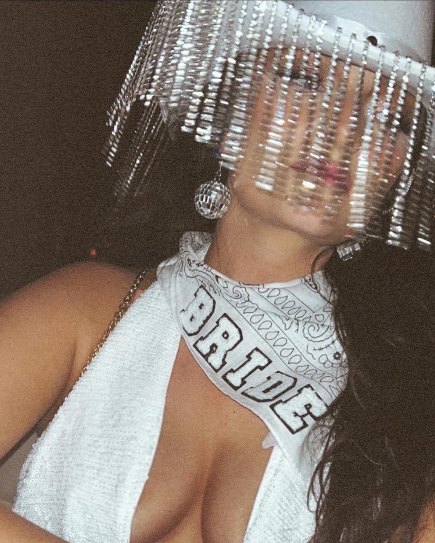 Personalised White Rhinestone Fringe Cowboy Hat