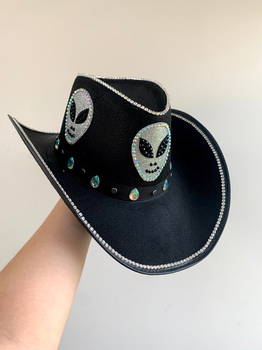 Black Rhinestone Space Cowboy Hat