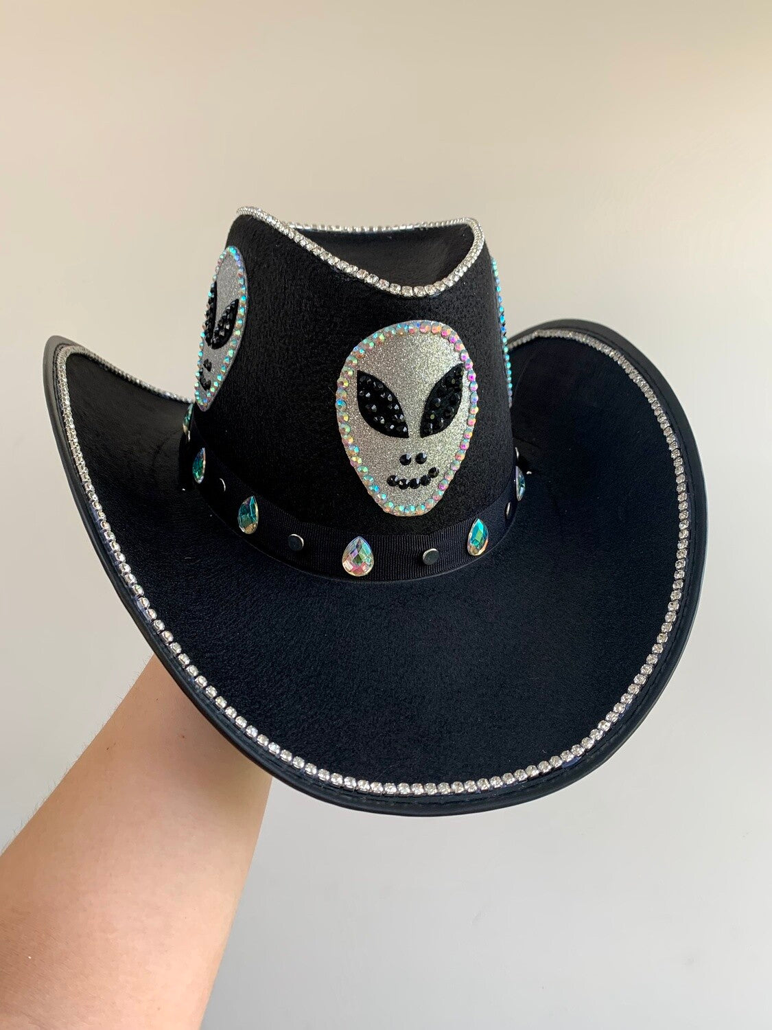 Black Rhinestone Space Cowboy Hat