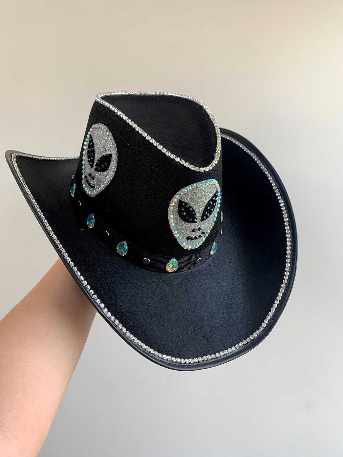 Black Rhinestone Space Cowboy Hat