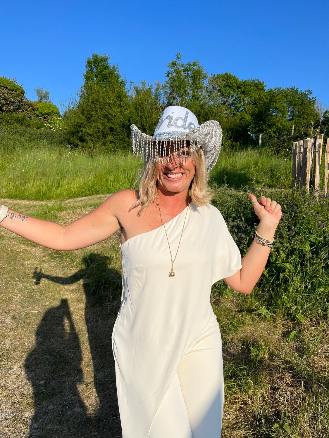 Rhinestone Fringe Star Bride Cowboy Hat
