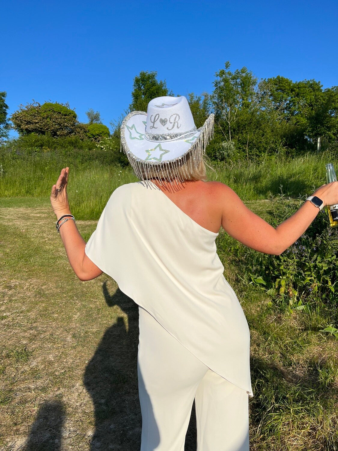 Rhinestone Fringe Star Bride Cowboy Hat