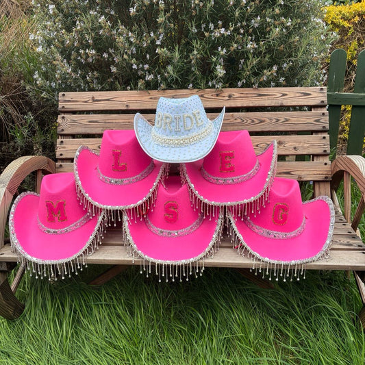 Hot Pink Personalised Hen Party Cowboy Hats