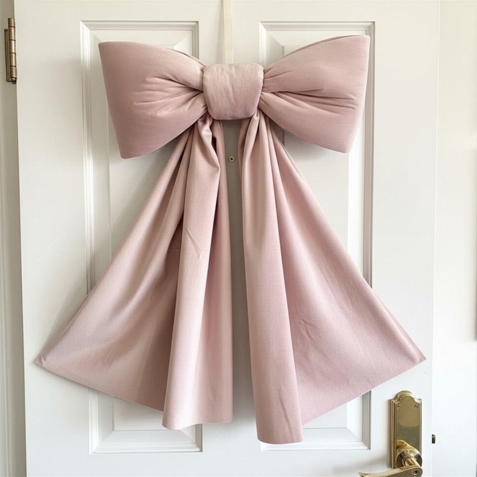 Blush Pink Velvet Door Bow