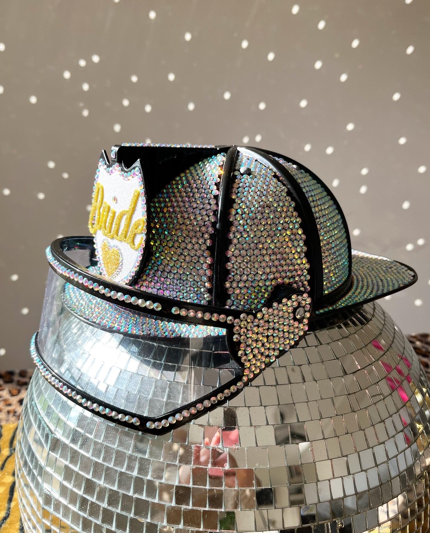 Rhinestone Bride Fireman Helmet