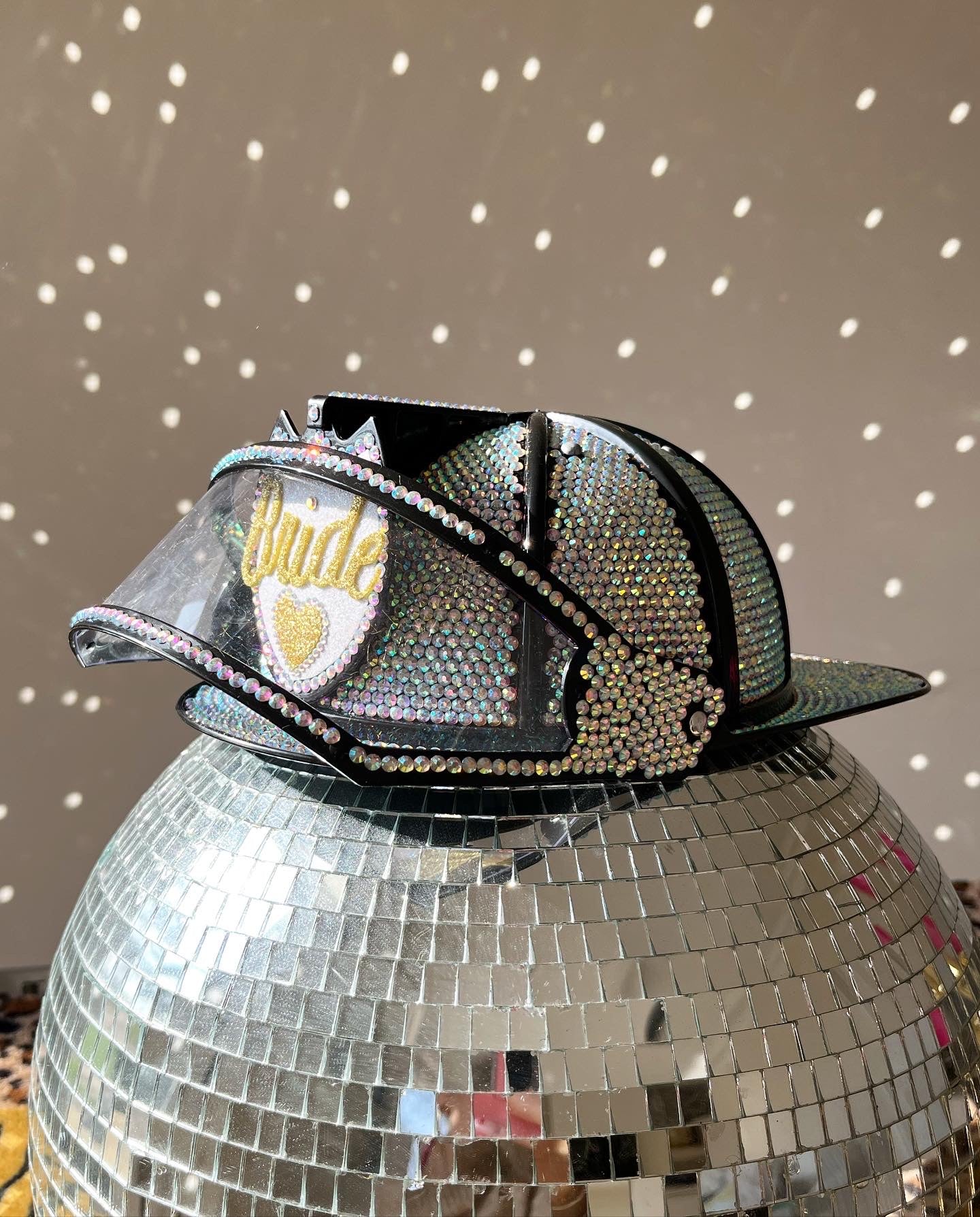 Rhinestone Bride Fireman Helmet