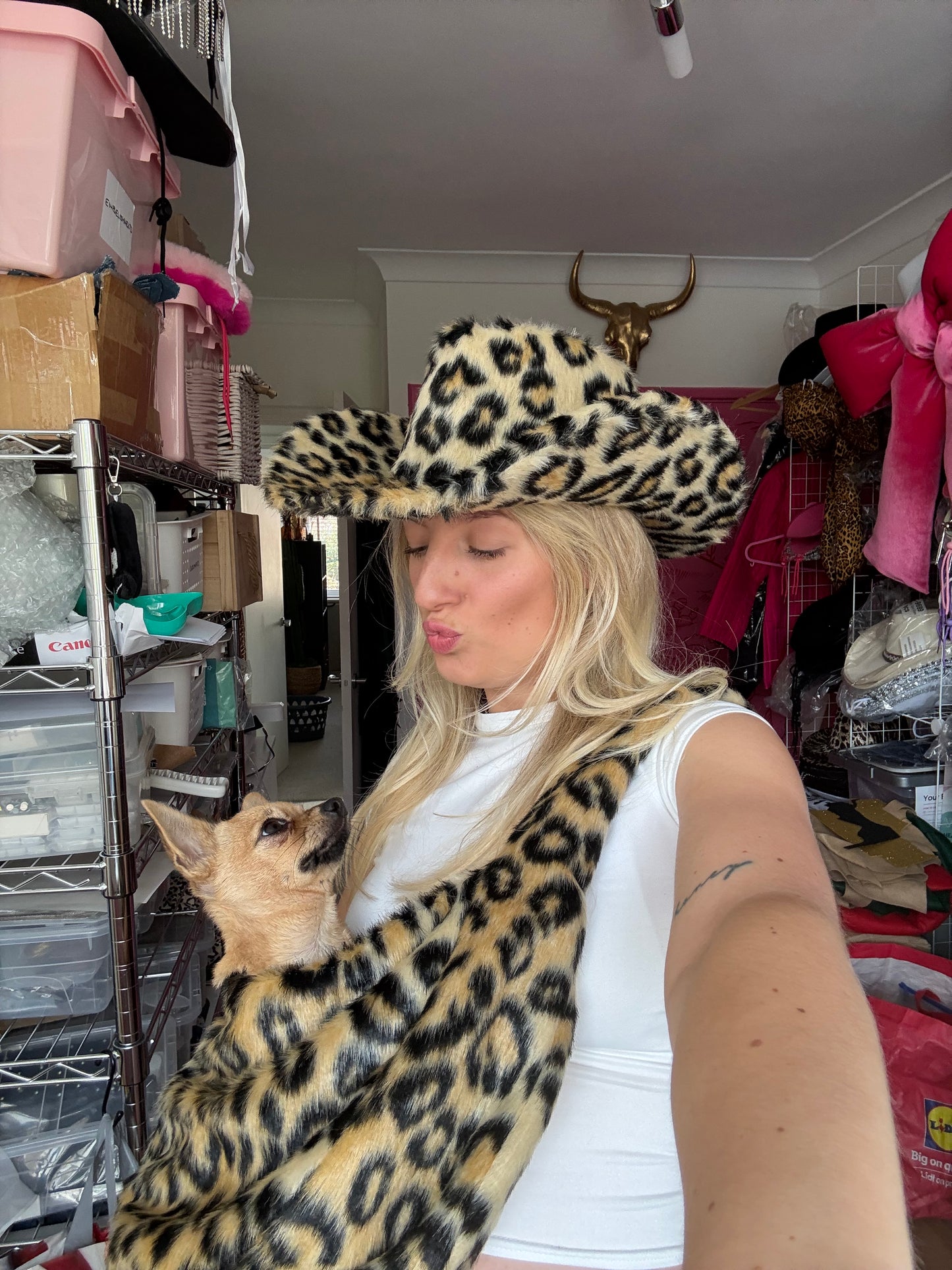 Snow Leopard Fur Cowboy Hat