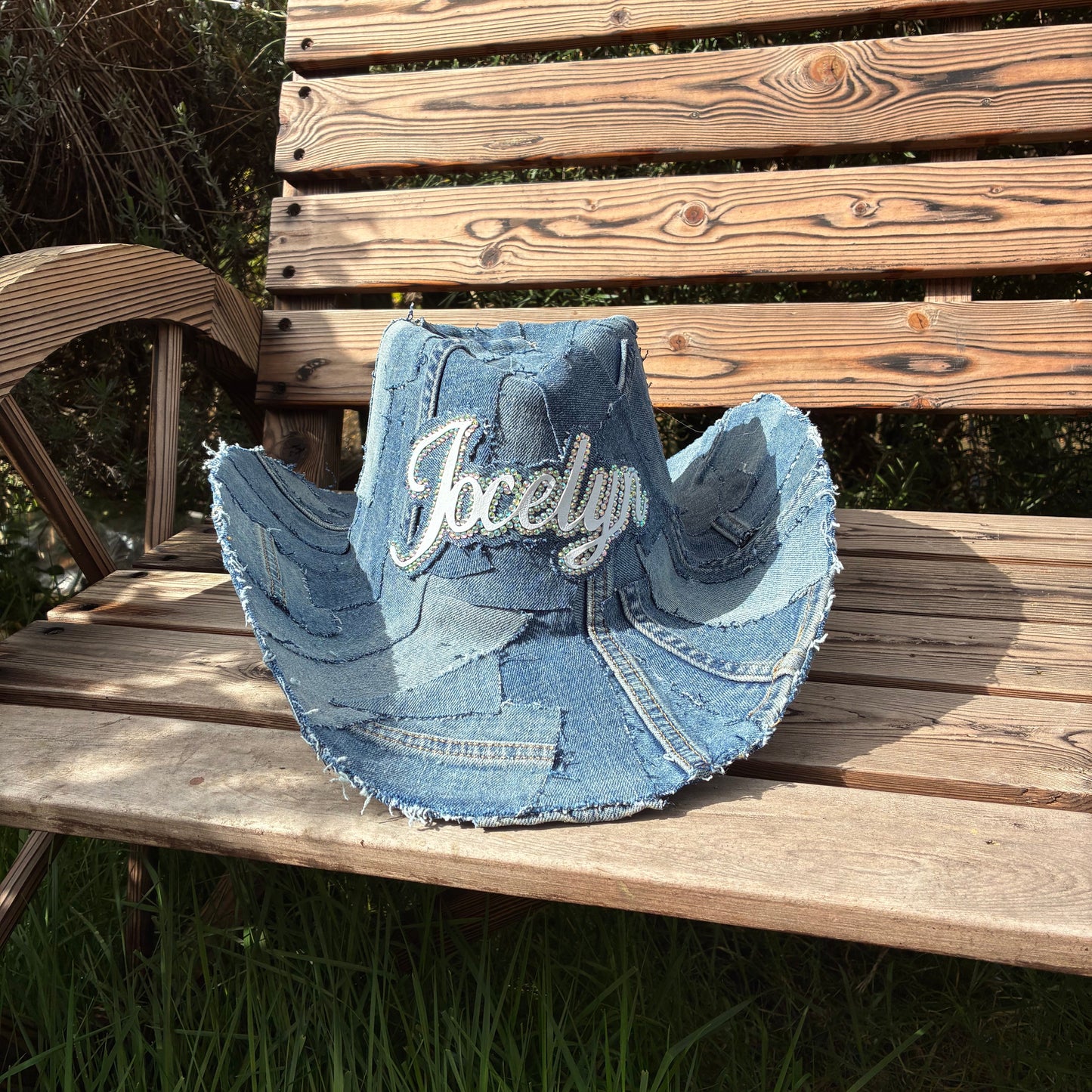 Personalised Recycled Midi Denim Cowboy Hat