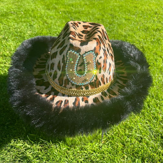 Leopard Print Horseshoe Cowboy Hat