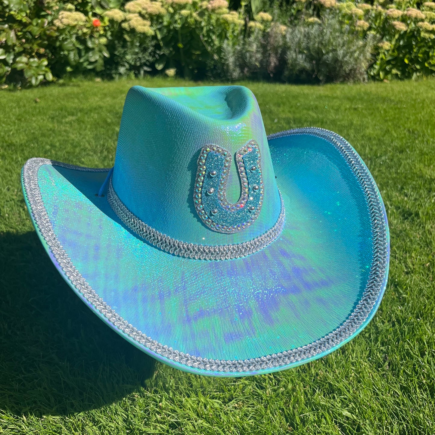 Metallic Blue Horseshoe Cowboy Hat
