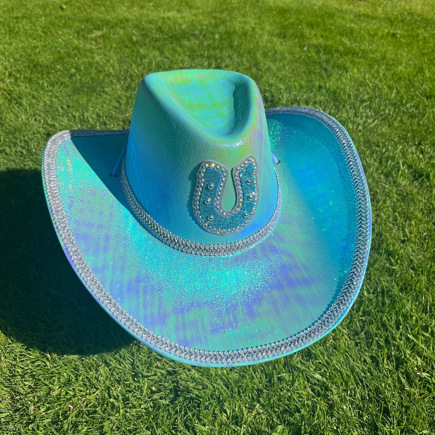 Metallic Blue Horseshoe Cowboy Hat