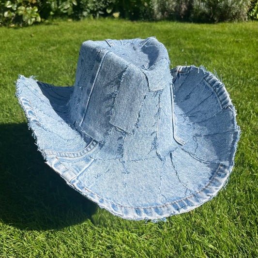 Light Wash Denim Cowboy Hat