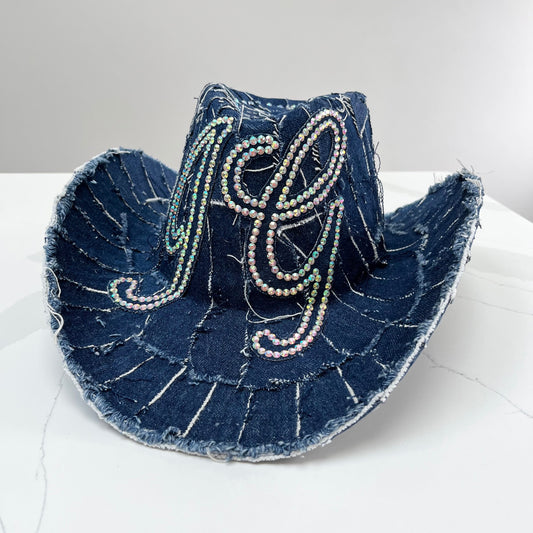 Personalised Dark Denim Cowboy Hat