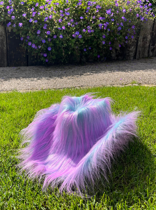 Lilac & Blue Two-Tone Fluffy Cowboy Hat