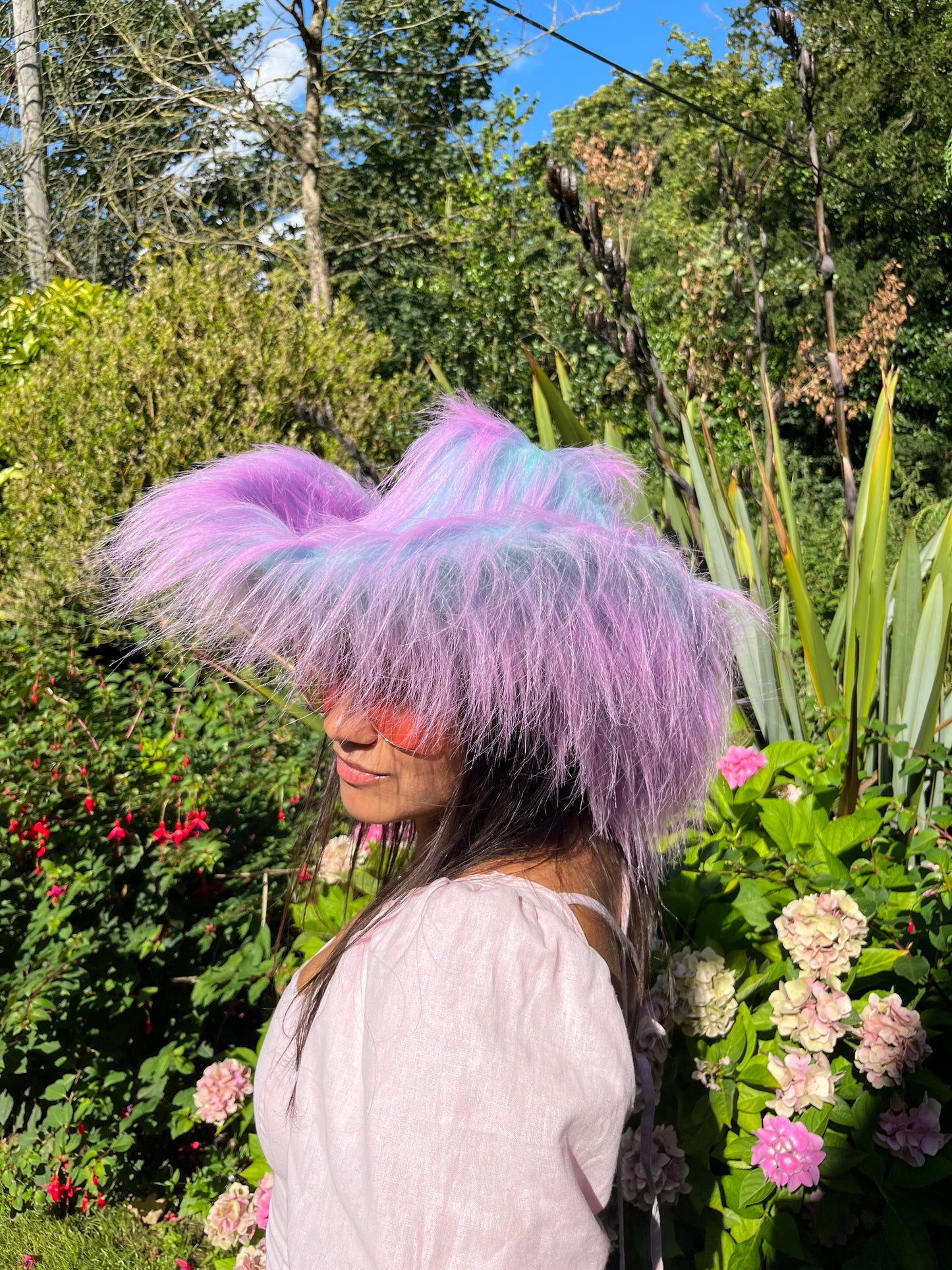 Lilac & Blue Two-Tone Fluffy Cowboy Hat