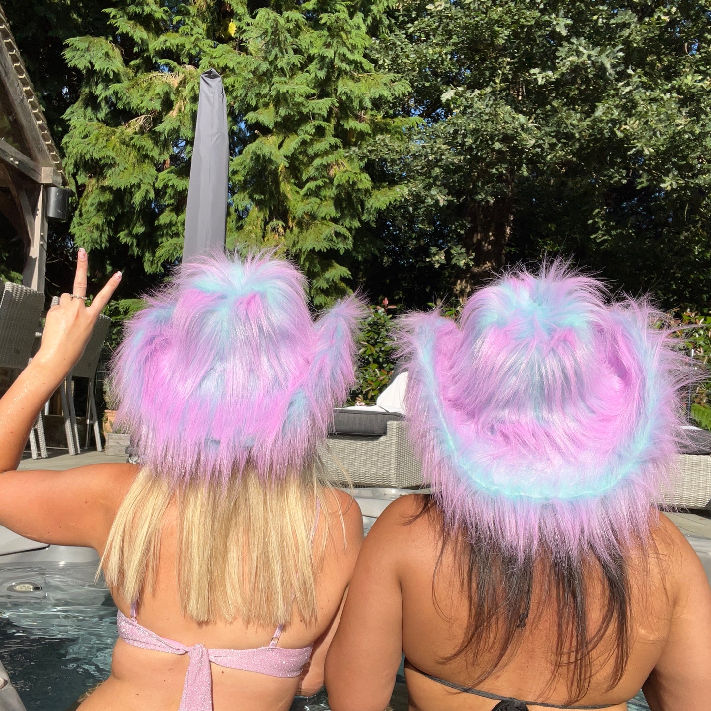 Lilac & Blue Two-Tone Fluffy Cowboy Hat