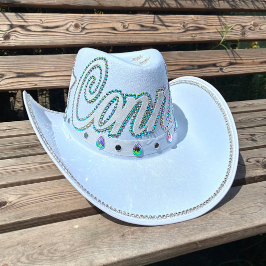 Personalised Festival White Cowboy Hat