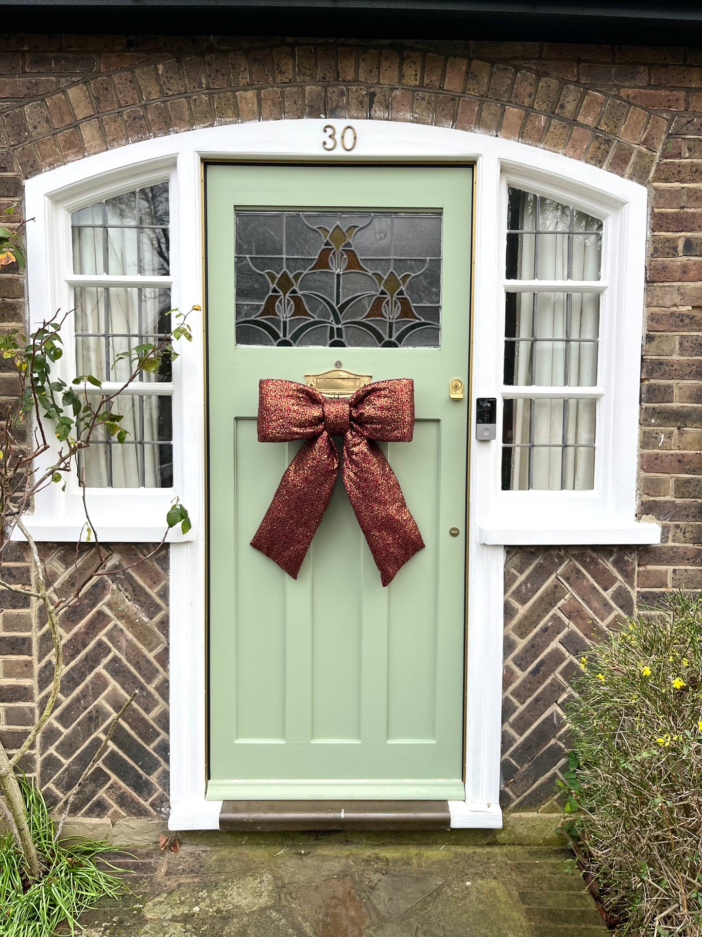 Red Glitter Door Bow