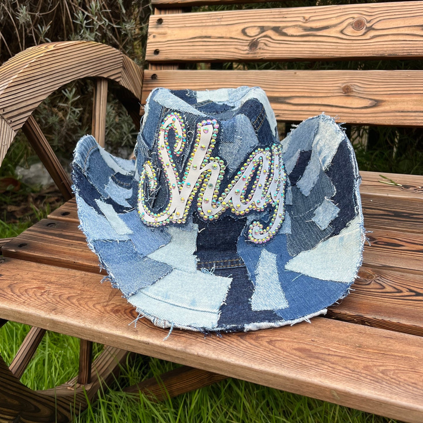 Personalised Recycled Mixed Denim Cowboy Hat