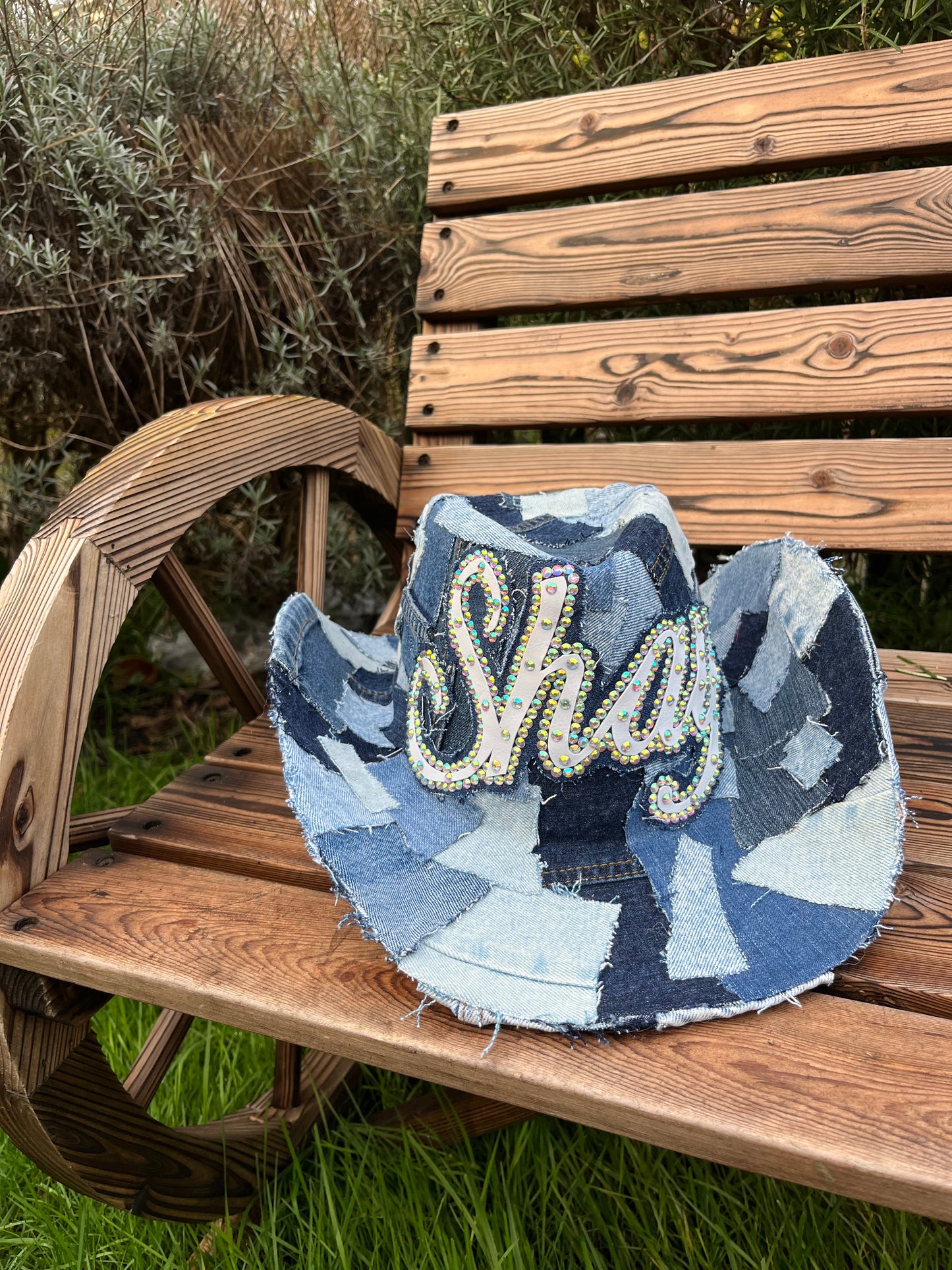 Personalised Recycled Mixed Denim Cowboy Hat