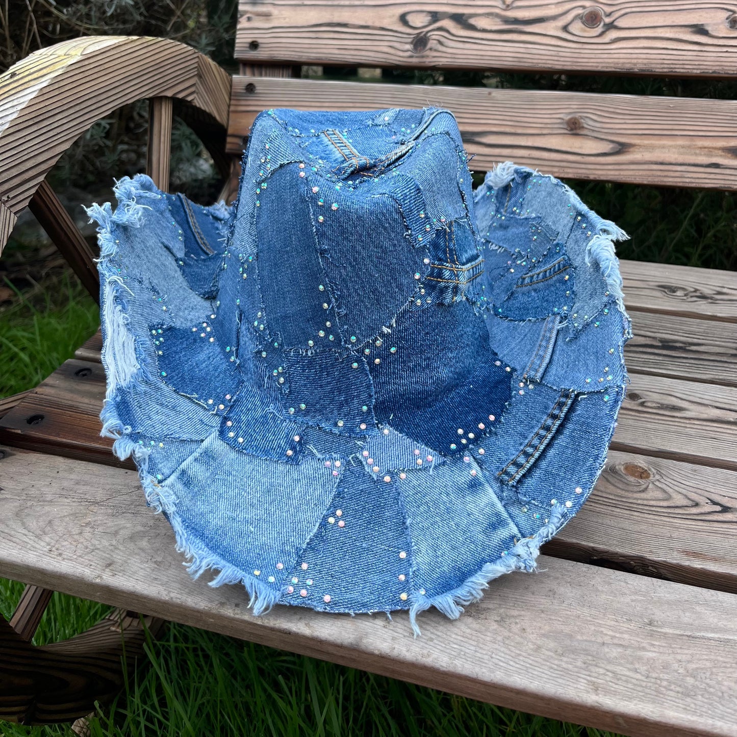 Rhinestone Denim Cowboy Hat