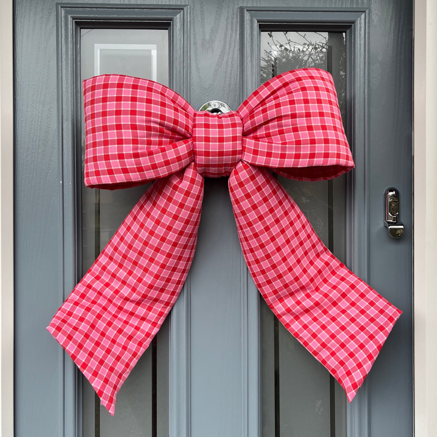 Pink and Red Gingham Door Bow