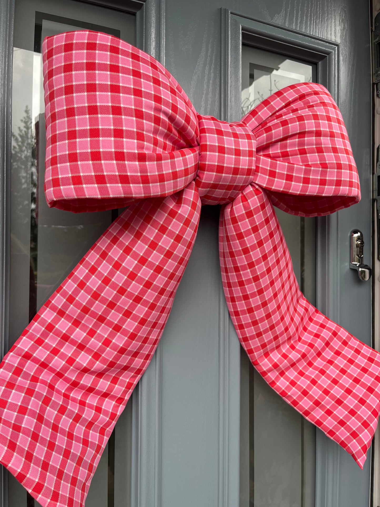 Pink and Red Gingham Door Bow