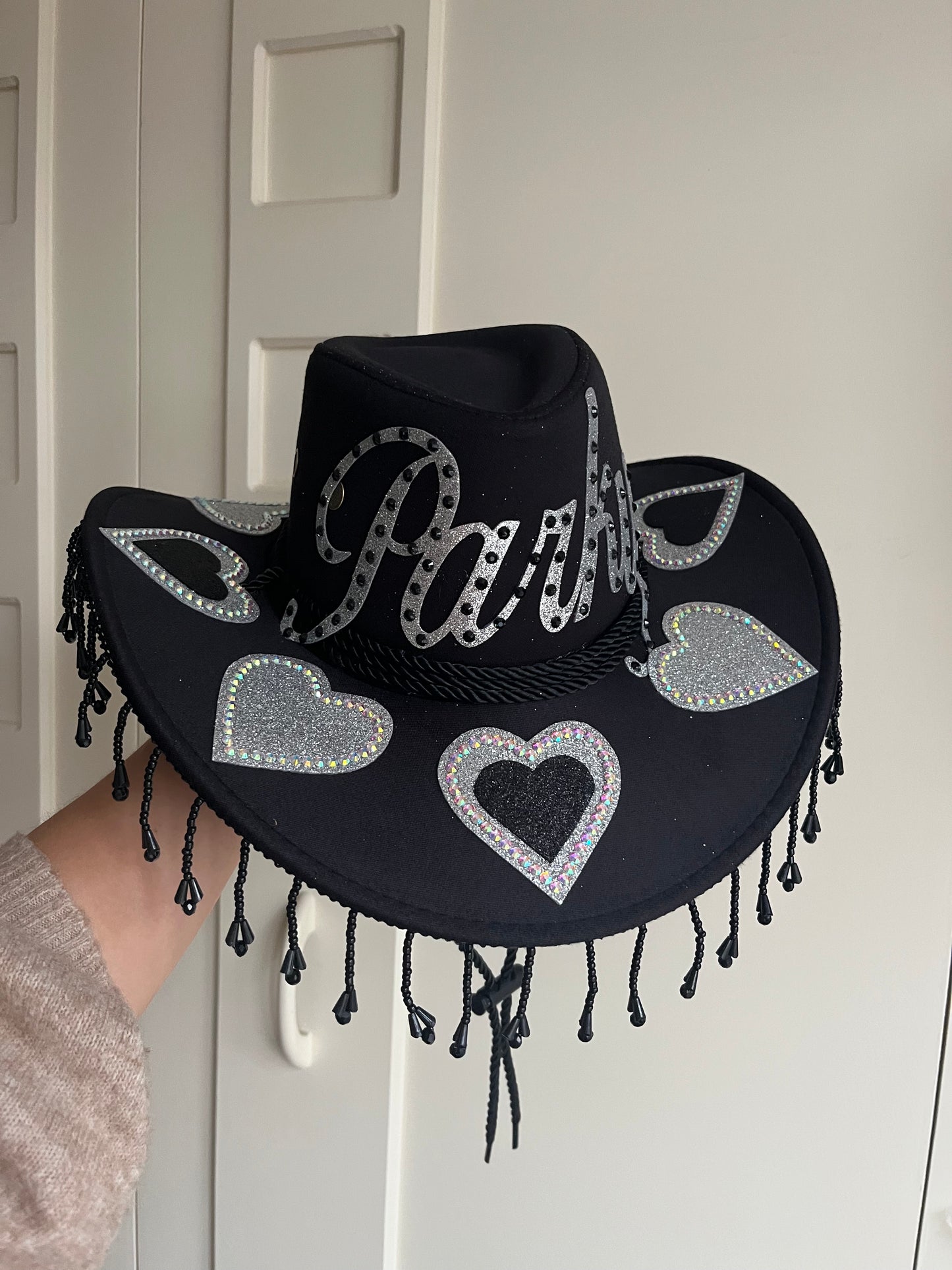 Rodeo Black Beaded Fringe Cowboy Hat