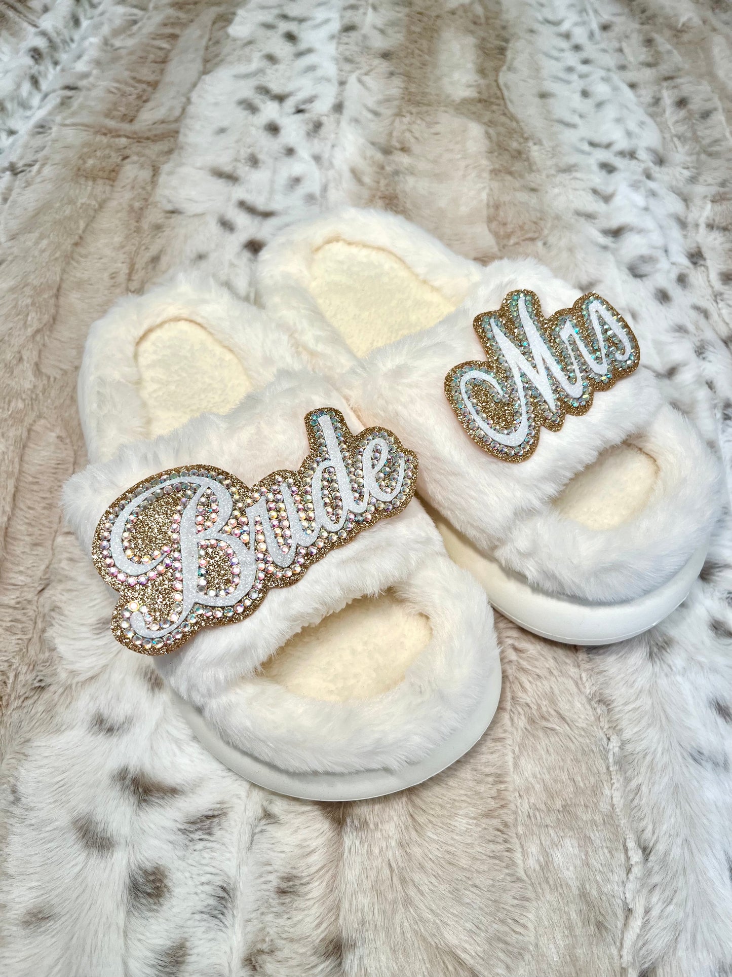 Personalised Fluffy White Slippers
