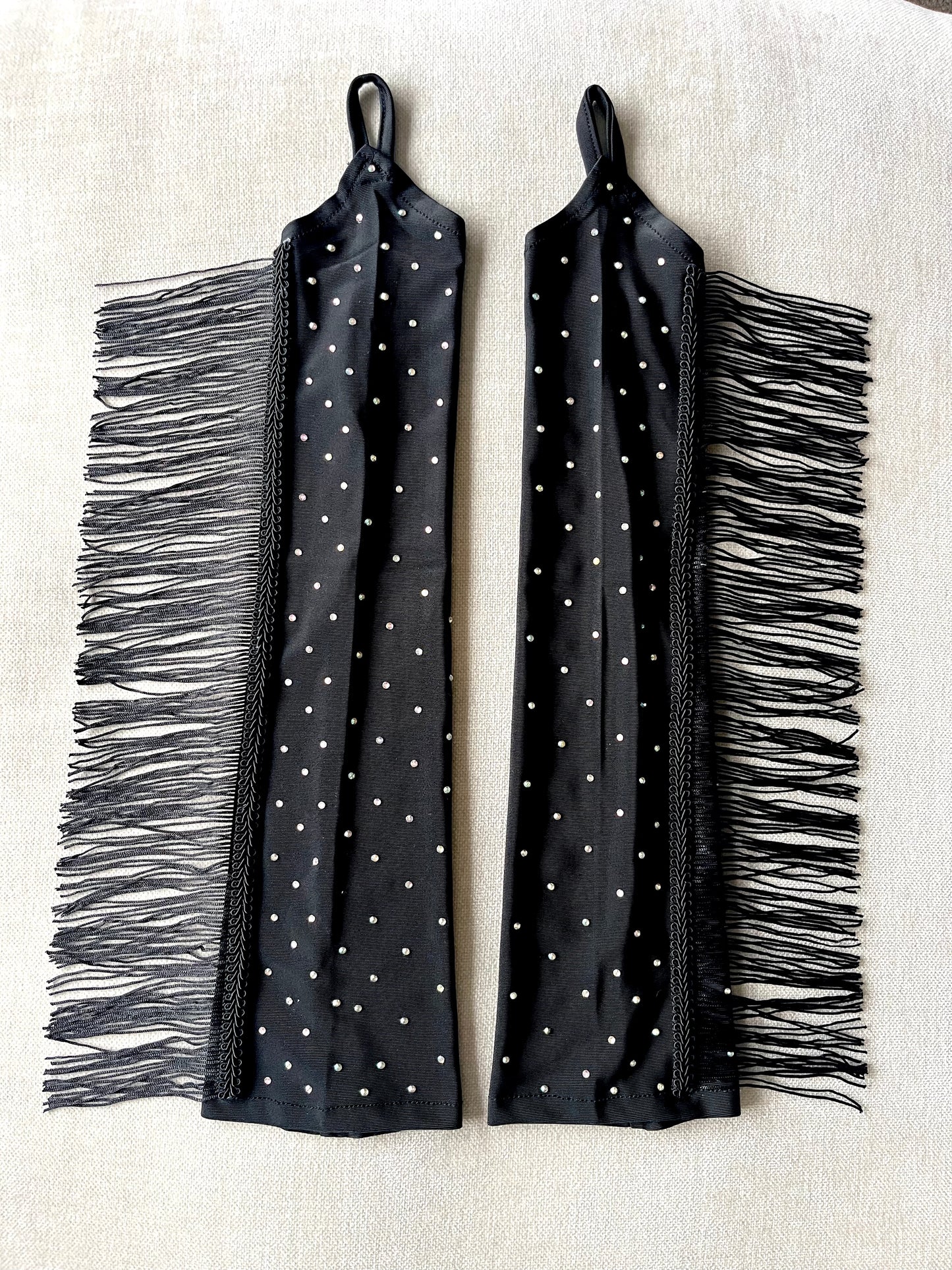 Rhinestone Fringe Fingerless Gloves