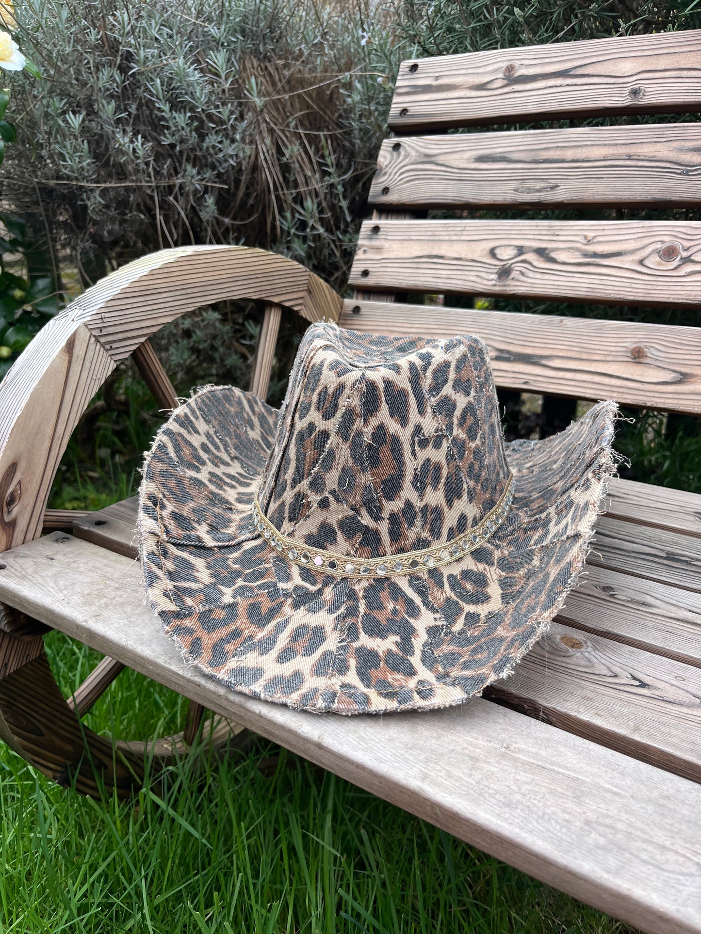 Leopard Print Denim Cowboy Hat