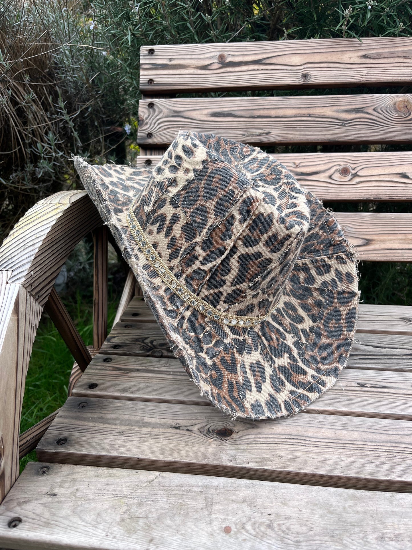 Leopard Print Denim Cowboy Hat