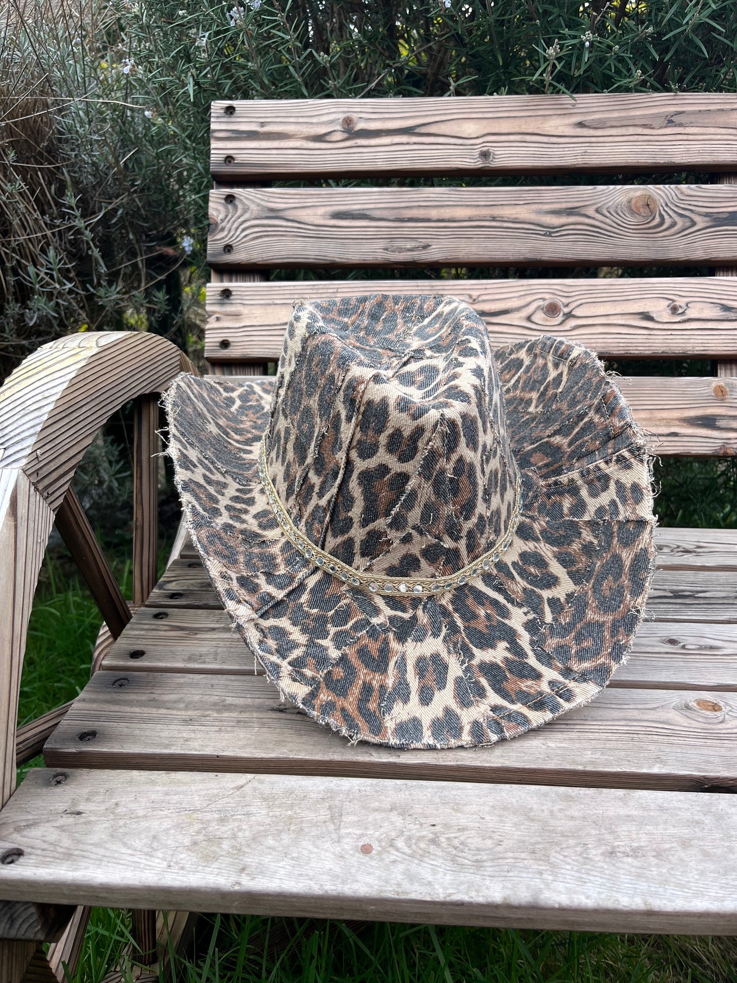Leopard Print Denim Cowboy Hat