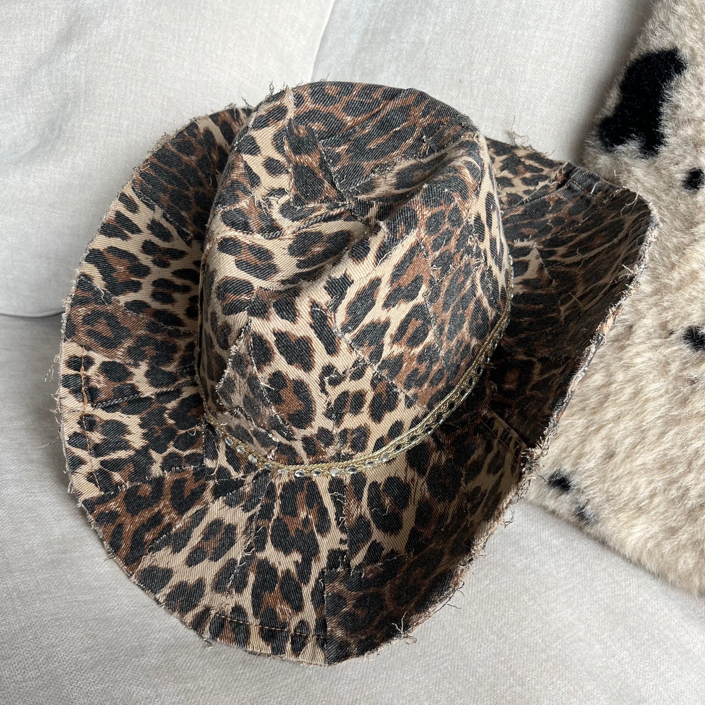 Leopard Print Denim Cowboy Hat