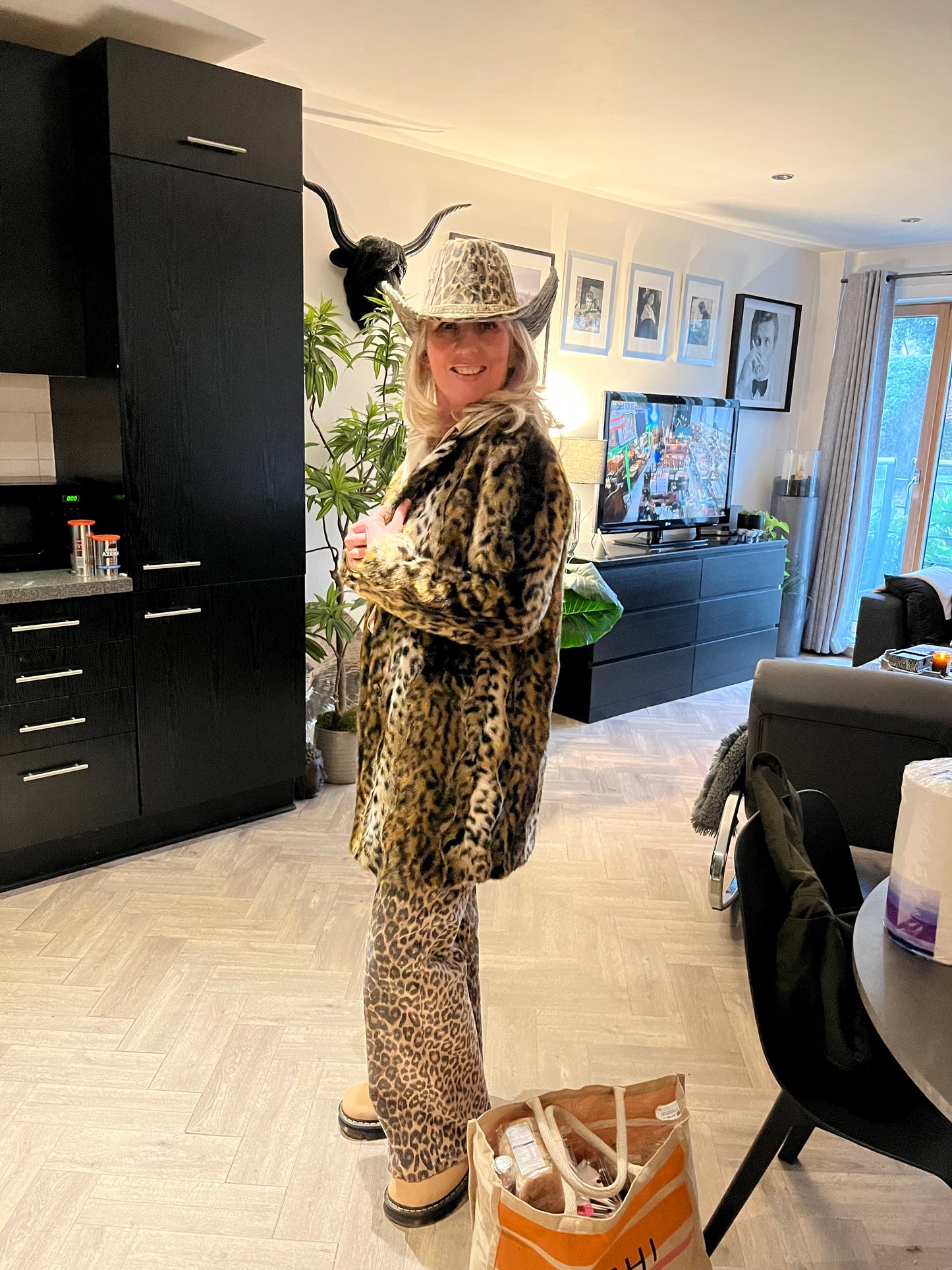Leopard Print Denim Cowboy Hat