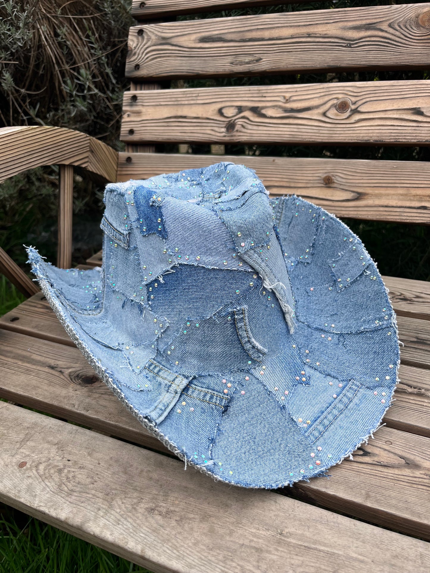 Rhinestone Base Denim Cowboy Hat