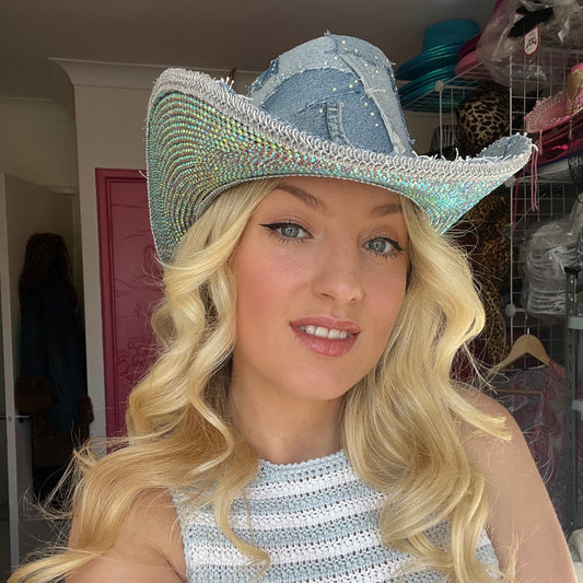 Rhinestone Base Denim Cowboy Hat