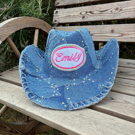 Personalised Embroidery Denim Cowboy Hat