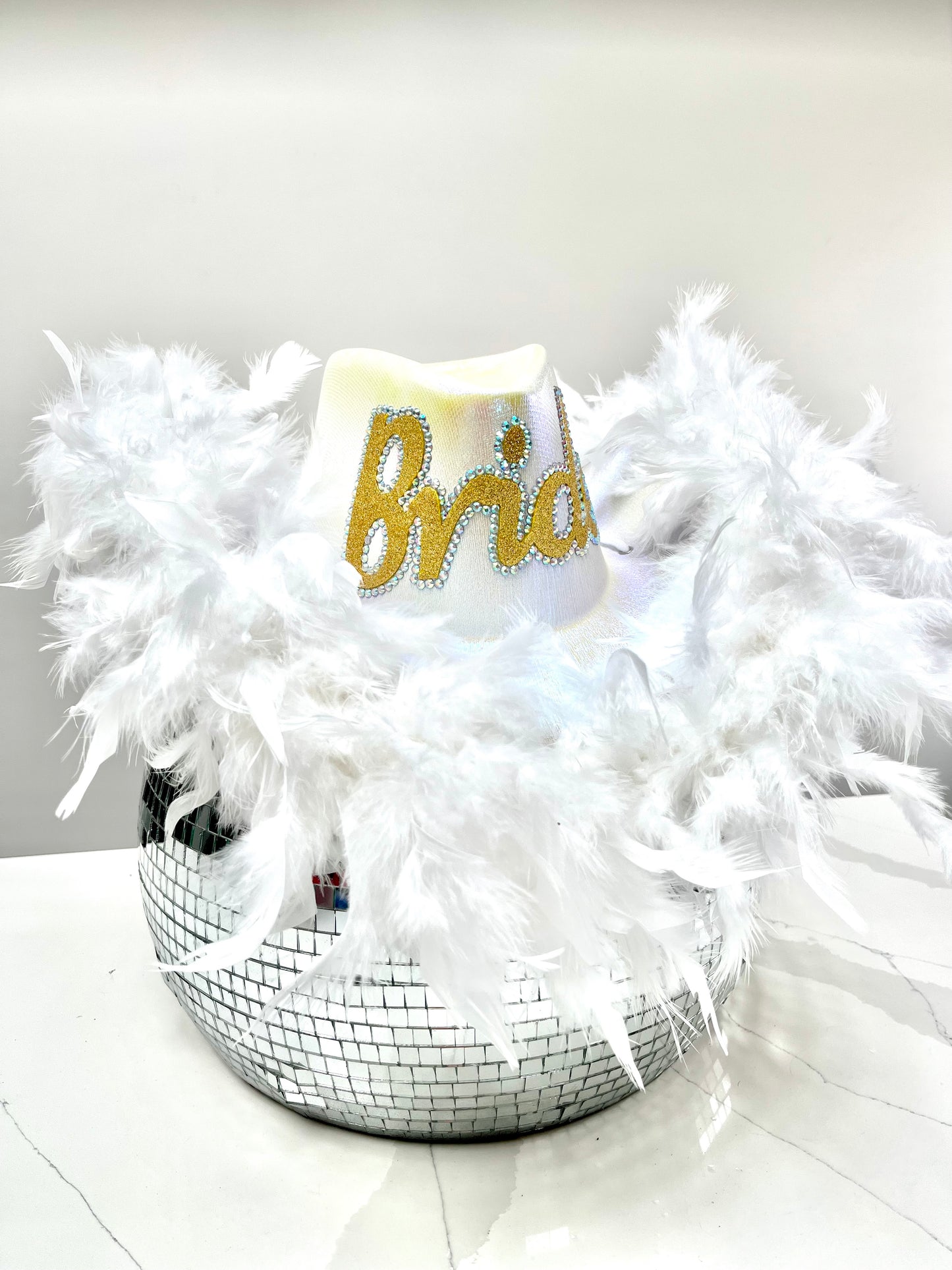 Bride to Be Feather Boa Cowboy Hat