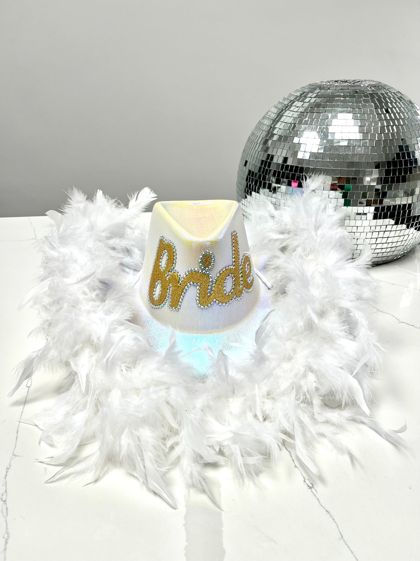 Bride to Be Feather Boa Cowboy Hat