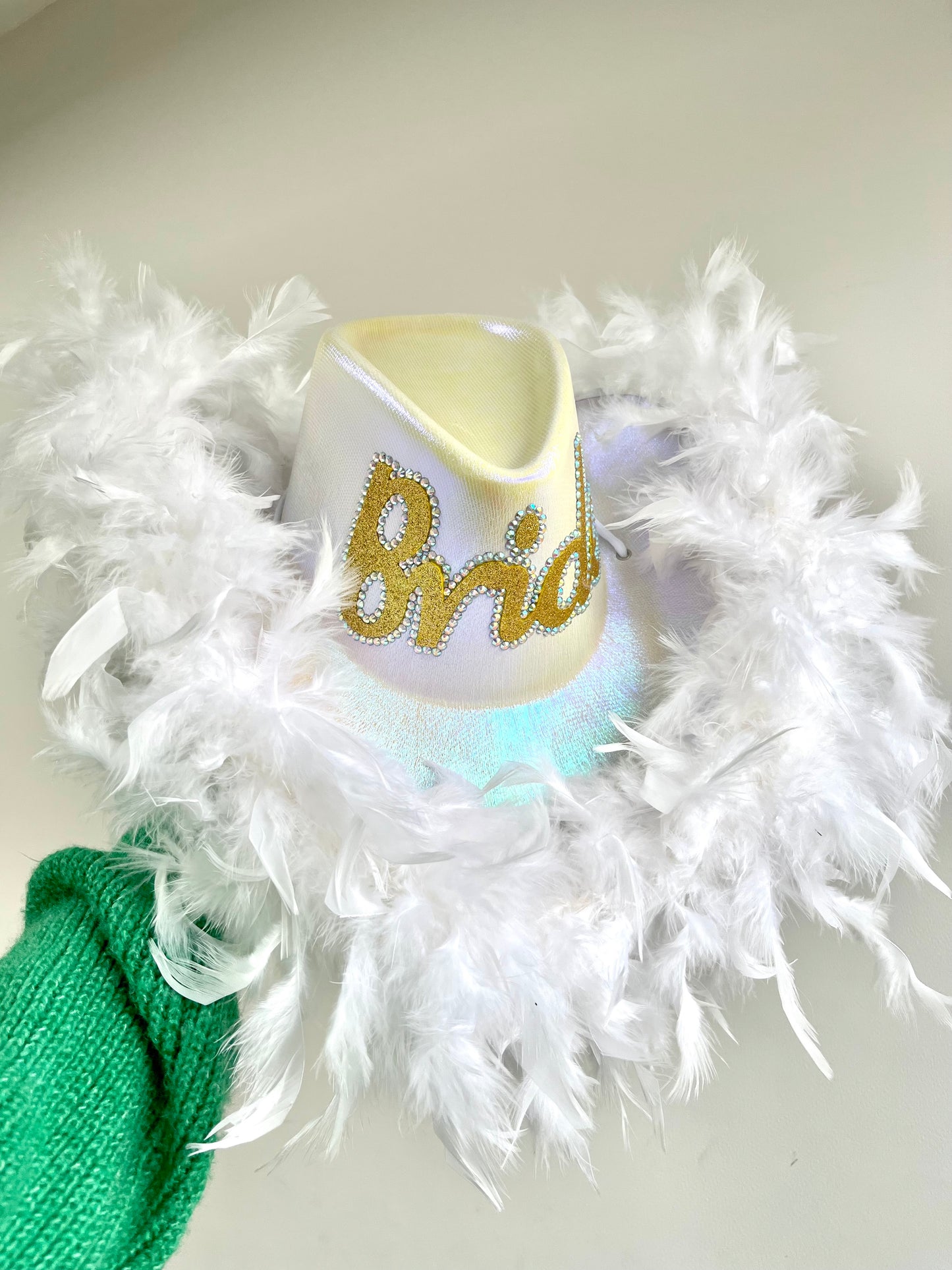 Bride to Be Feather Boa Cowboy Hat