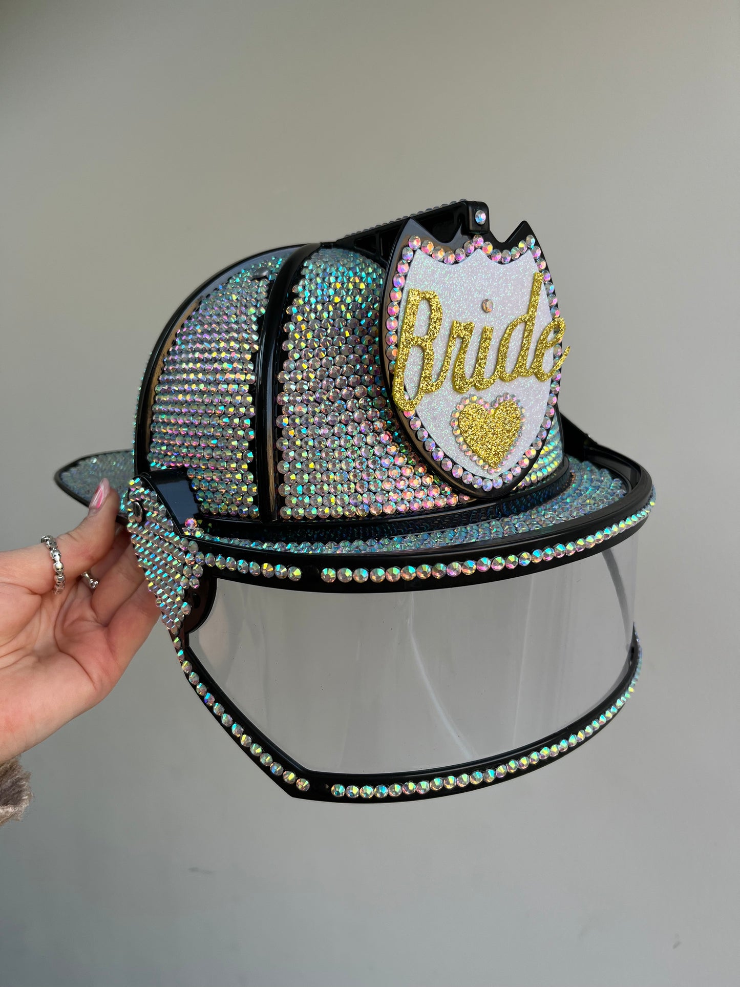 Rhinestone Bride Fireman Helmet