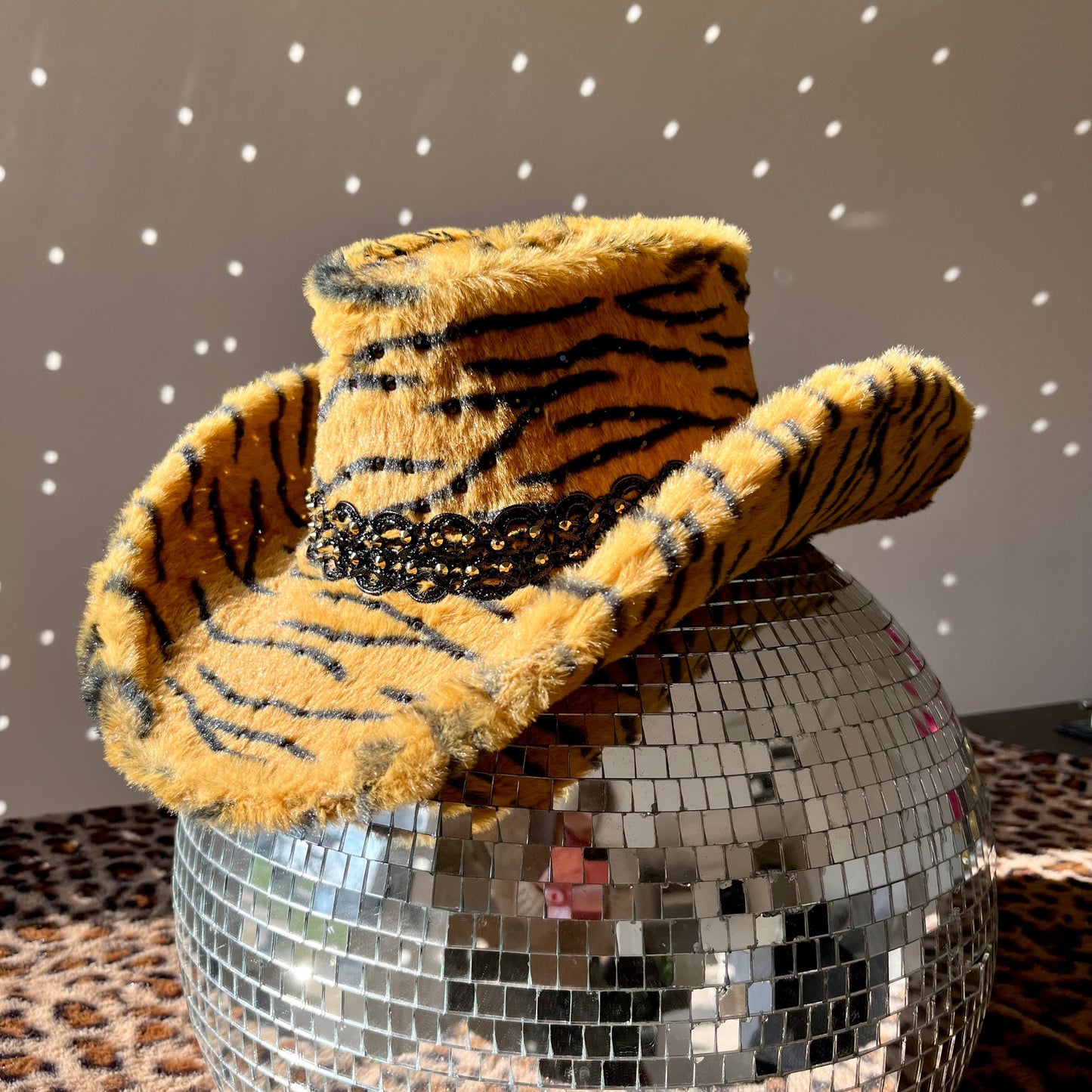 Tiger Print Fur Cowboy Hat