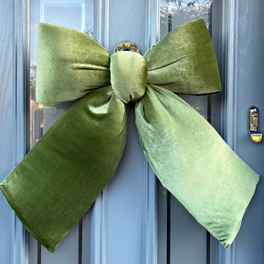 Olive Green Velvet Door Bow