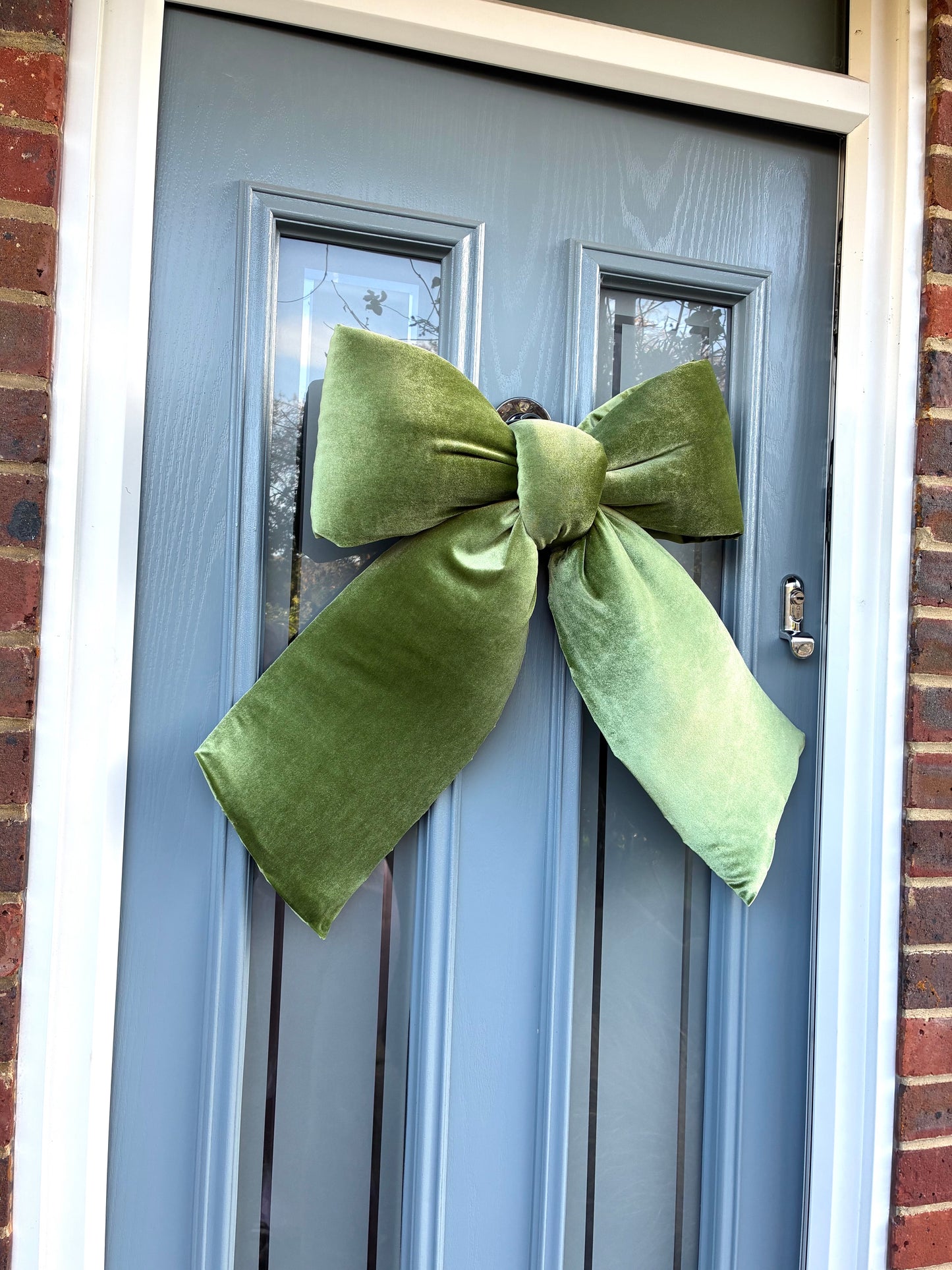 Olive Green Velvet Door Bow