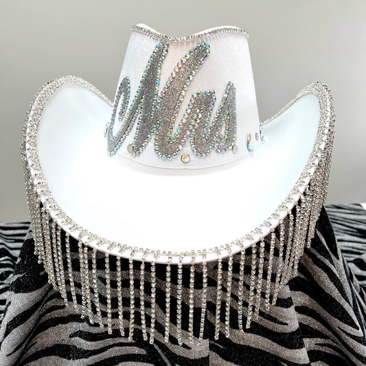 Mrs Rhinestone Fringe Cowboy Hat