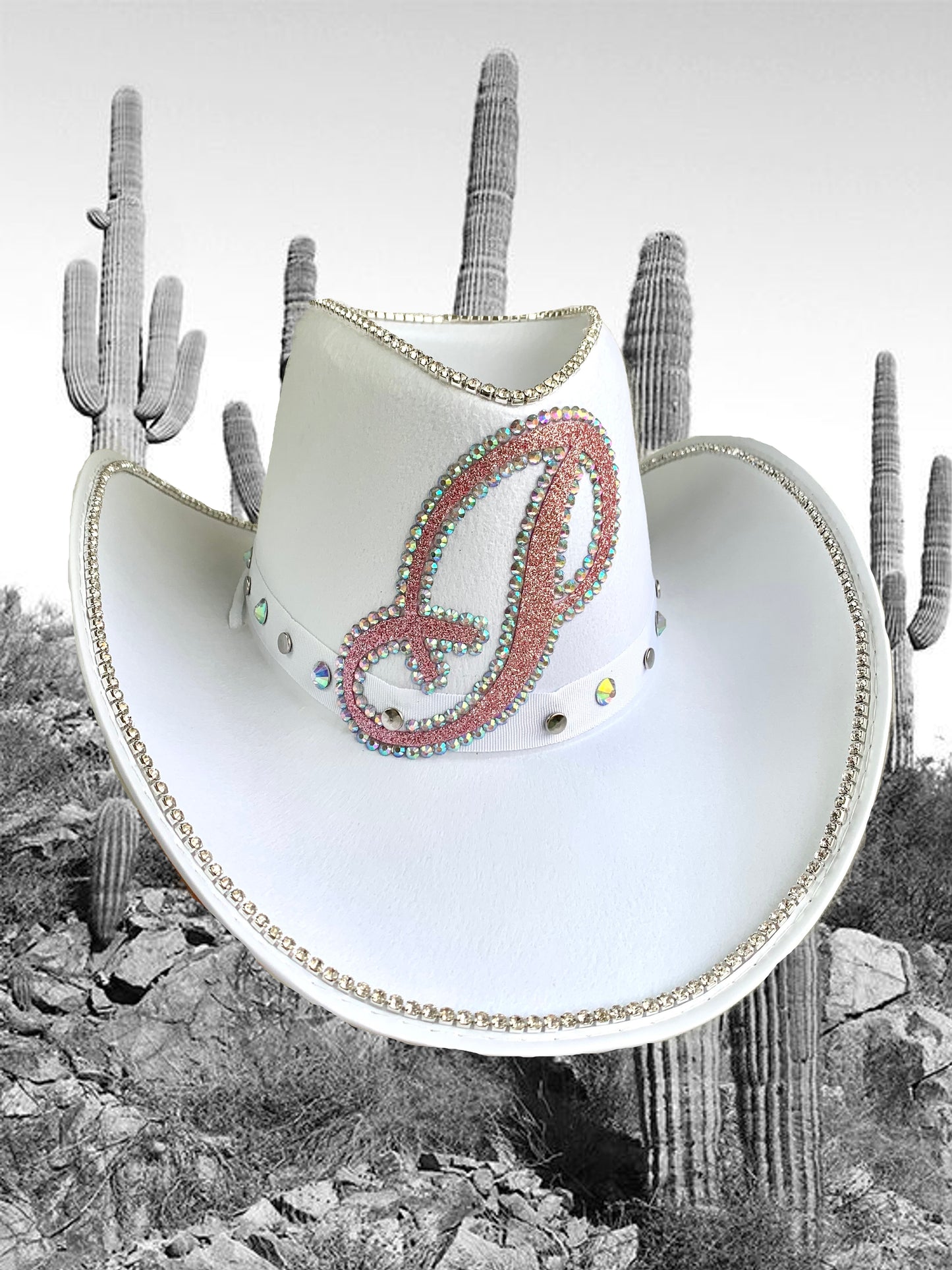 Personalised White And Baby Pink Cowboy Hat