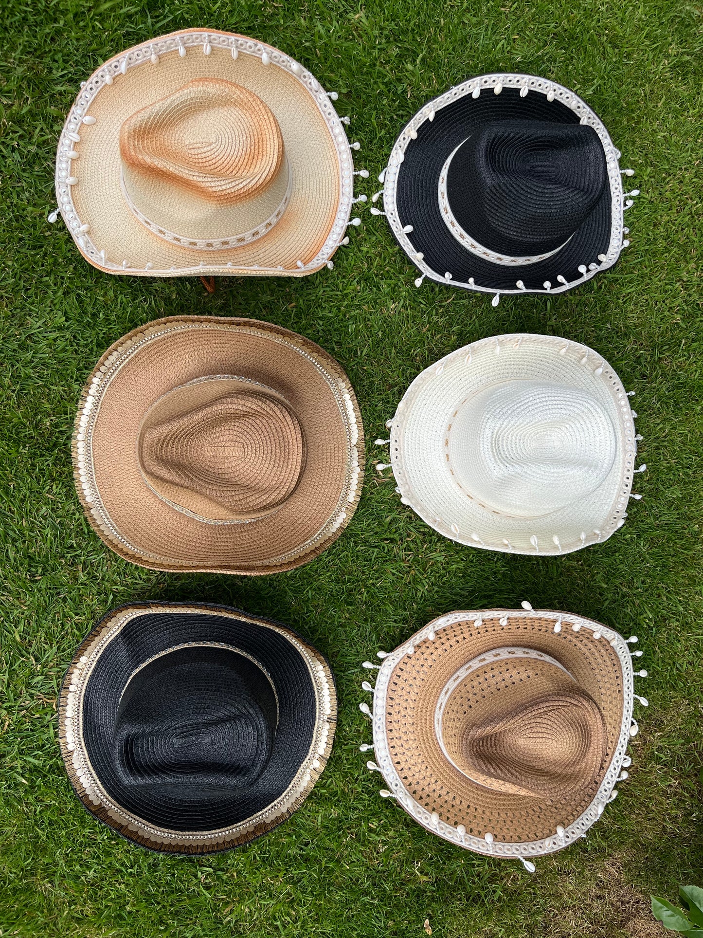 Boho Tan Shell Trim Cowboy Hat