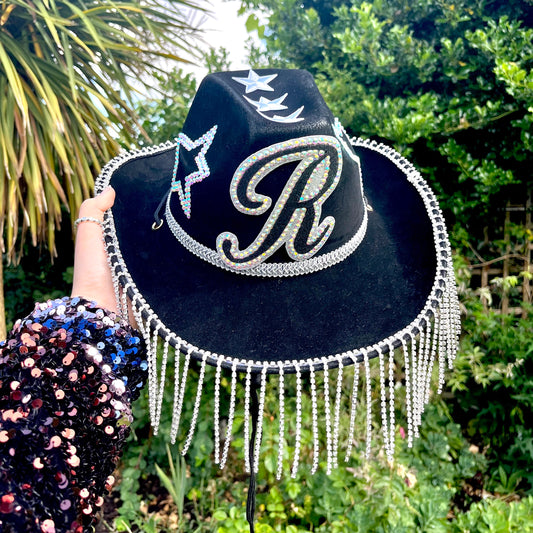 Rhinestone Fringe Suedette Festival Hat