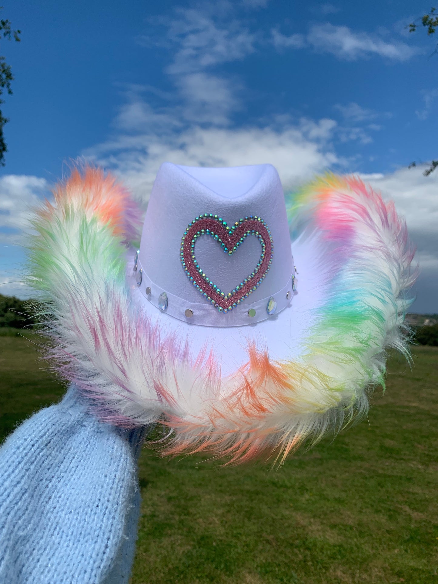 Pride Multicoloured Fur Trim Cowboy Hat